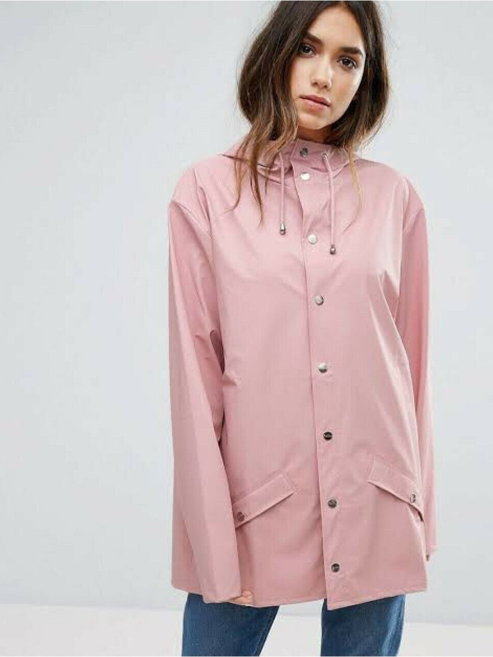 RAINS || Hooded Rain Jacket Raincoat Rose Pink S/M